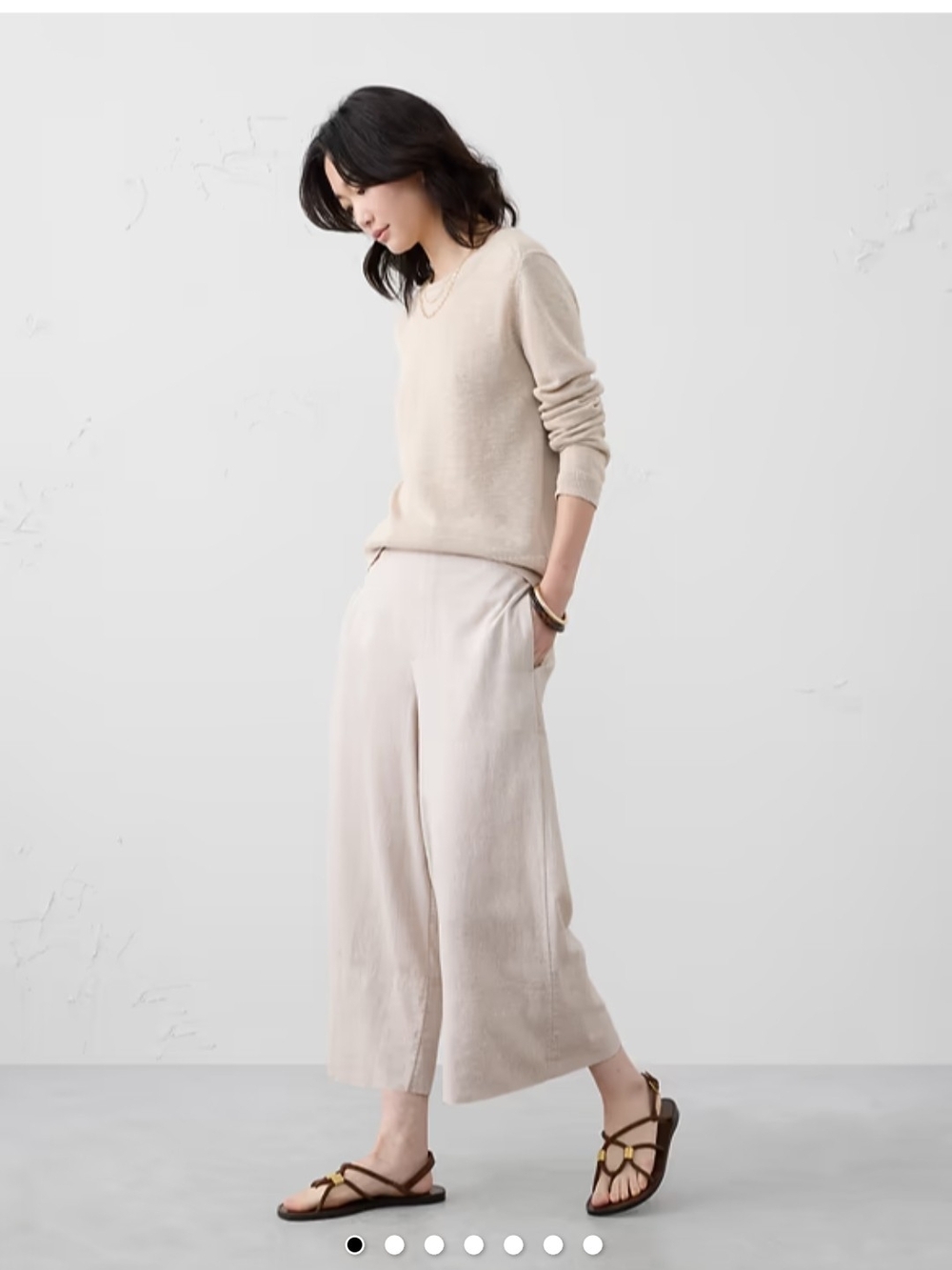 Linen-Blend Crop Pants
